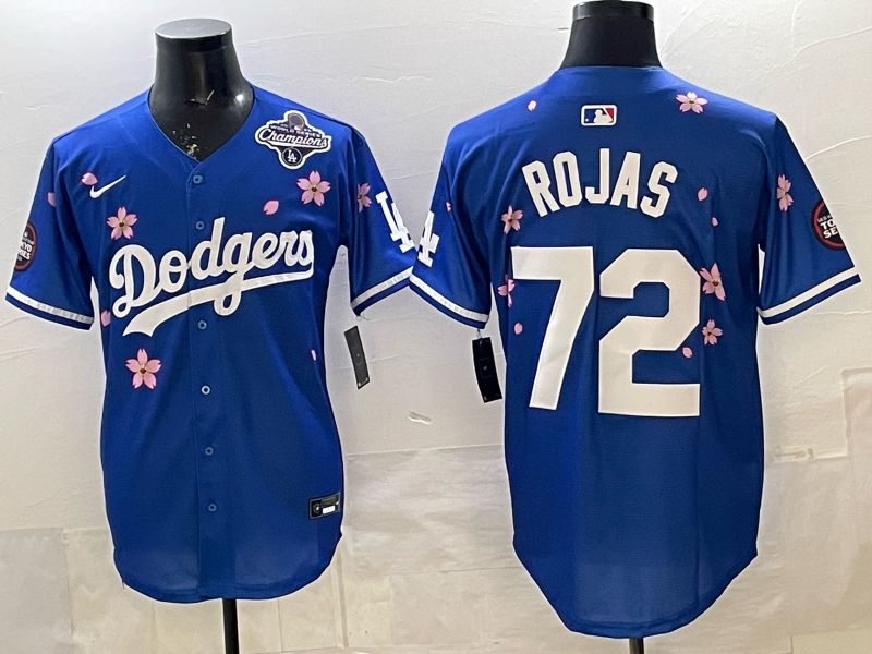 Men Los Angeles Dodgers #72 Rojas Blue Sakura Edition 2025 Nike MLB Jersey style 02